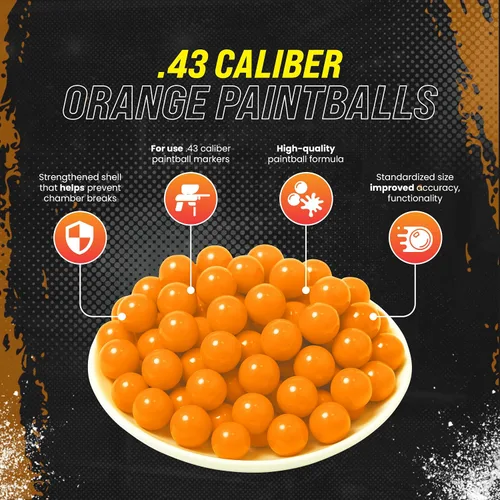 Vista 2 de 3Skull . Bolas de pintura calibre 43 para pistolas Umarex T4E Paintball .43 Cal Munición - Naranja