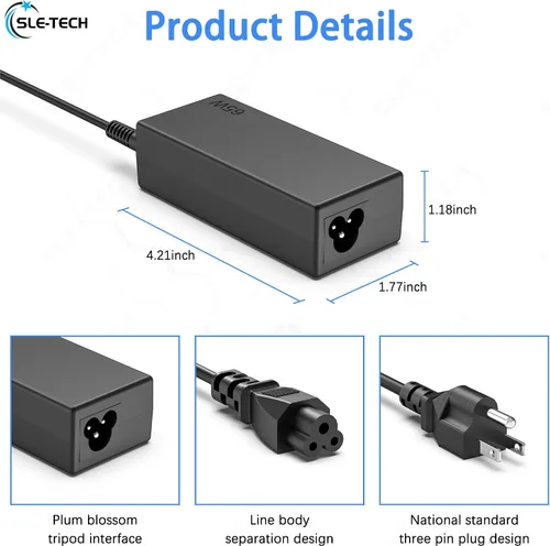 Vista 2 de SLE-TECH Cargador USB C de 65 W para Lenovo ThinkPad X1 T14 E14, yoga, Chromebook (paquete de 2)