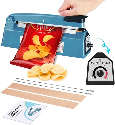 Vista 12 de METRONIC Sellador de bolsas de 8 pulgadas, Sellador térmico negro por impulso para bolsas de plástico, Máquina de sellado de bolsas de polietileno