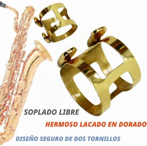 Vista 3 de Libretto Kit de boquilla de saxofón barítono: juego estándar con boquilla ABS 4C, tapa de plástico, ligadura lacada dorada, regalo, finamente