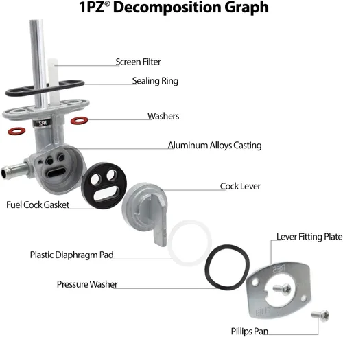 Vista 2 de 1PZ SL1-P01 Válvula de Grifo de Tanque de Combustible de Reemplazo para Yamaha YFS200 YFM250 YFM350 YFM400 YFM600 YFZ350 YFZ450 Suzuki DRZ400 FZR600