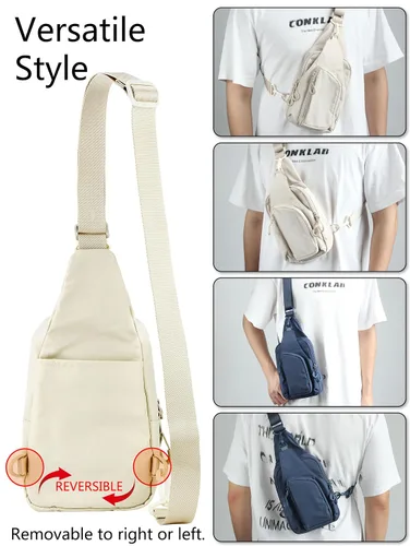 Vista 2 de Niumike Bolso bandolera pequeño con correas ajustables, bolsas cruzadas en el pecho, mochila diaria para mujeres y hombres, viajes al aire libre