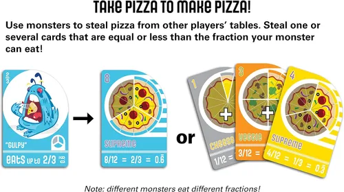 Vista 6 de Semper Smart Games Blobby's Pizza Math Card Game: ¡Concurso de comer pizza estratégicamente loco entre lindos monstruos!