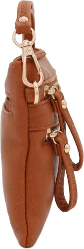 Vista 64 de Bolso de hombro cruzado con múltiples bolsillos y cremallera y correa de muñeca pequeña