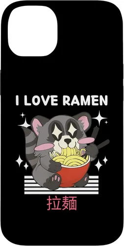Vista 15 de iPhone 16 I Love Ramen Cute Kawaii Raccoon Eats Ramen Japanese Anime Case