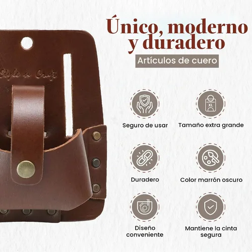 Vista 4 de Style n Craft Extra Large Tape Holder, Full-Grain Leather Tool Pouch