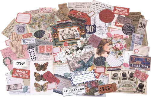 Vista 2 de Tim Holtz, Advantus Ephemera Pack Recuerdos Impresos, Multicolor, Versión Original