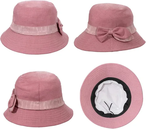 Vista 6 de Sombrero de pescador plegable para mujer, sombrero de ala ancha, sombreros de sol Kentucky Derby Church Sombreros para señoras Cloche Bowler Sun Hat