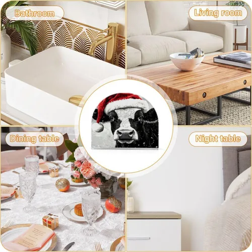 Vista 7 de Nander Lindo servilletero de vaca de Navidad para mesas, servilleteros para cocina, servilleteros de mesa, servilleteros de cóctel, soporte