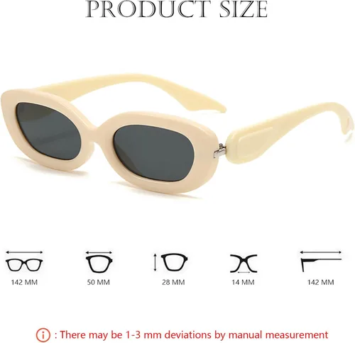 Vista 6 de Lentes de sol ovalados pequeños de moda para mujer, diseño vintage de marco estrecho, protección UV, años 90