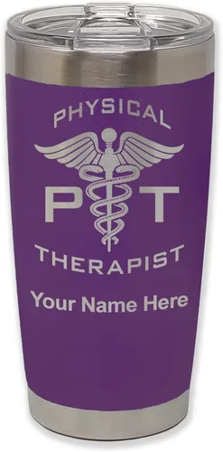 Vista 39 de LaserGram PT Physical Therapeut, vaso aislado al vacío de 20 onzas, grabado personalizado incluido (negro)