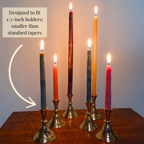 Vista 4 de Candlestock Velas cónicas de cera de abejas – 1/2 pulgada de diámetro, cera de abeja pura 100% natural de Estados Unidos, mecha de algodón, sin