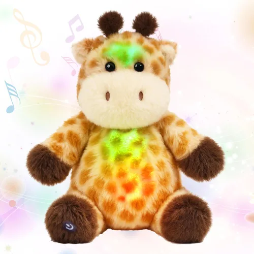 Vista 10 de Oso de peluche con luces LED brillantes, luz nocturna musical, juguete de peluche canta canciones de cuna, regalos de Navidad, para cumpleaños