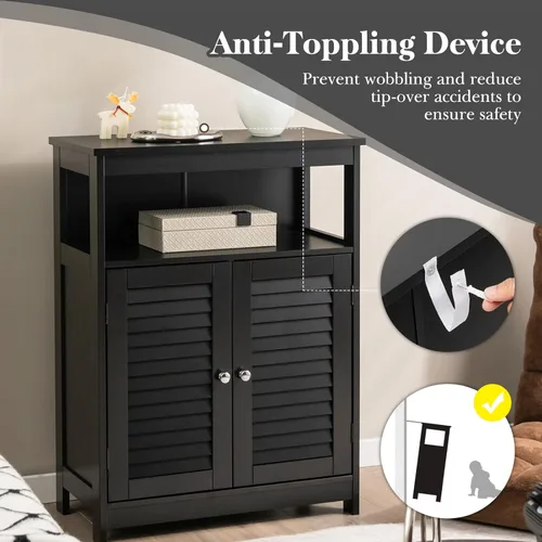 Vista 5 de MAT EXPERT Gabinete de madera independiente con estante ajustable de 3 posiciones, entrada, pasillo, sala de estar, 23.5 pulgadas de largo x 12