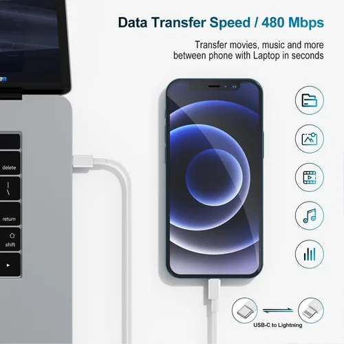 Vista 3 de Cargador de teléfono de carga rápida de 6 pies, bloque de cargador USB C rápido de 20 W con cable USB C a Lightning de 6 pies de longitud