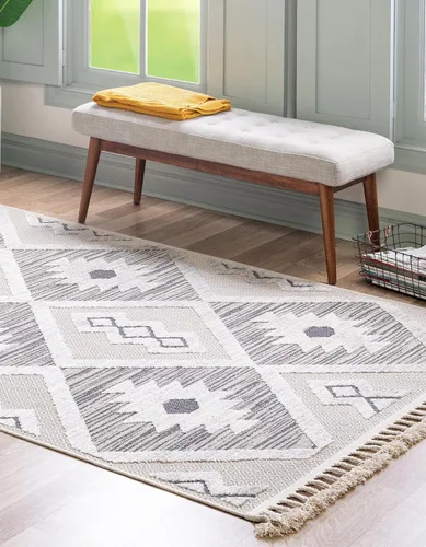 Vista 4 de Unique Loom Arlo Collection - Alfombra Kai (rectangular 2' 0" x 3' 0", beige arenoso/gris)