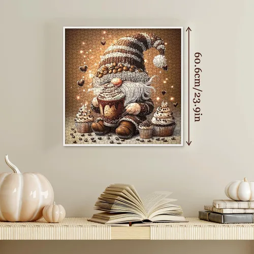 Vista 5 de Rompecabezas Gracioso de Gnomo de Café de 1000 Piezas para Adultos, Rompecabezas Gracioso de Elfo de Arte de Taza de Cupcake, Rompecabezas Difícil