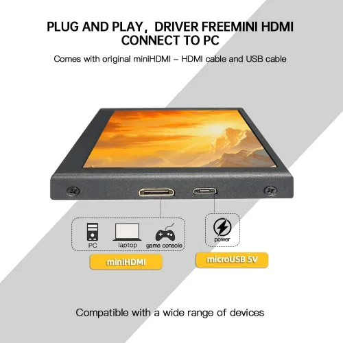 Vista 2 de 5 pulgadas IPS pequeño hdmi monitor VESA Metal Shell 800x480 mini pantalla LCD Monitor portátil