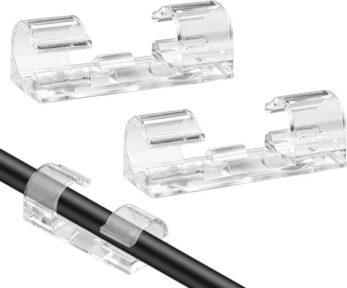 Vista 9 de SOULWIT 50 clips autoadhesivos para organizar cables, organizadores de cables, clips de cable adhesivos para TV, PC, laptop, cable Ethernet Negro