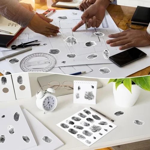Vista 6 de MotiMind 5 calcomanías para decoraciones de escenas del crimen, regalos de etiqueta para asesinatos, fiesta misteriosa, detective, espía, decoración