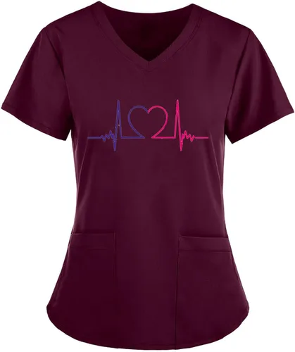 Vista 2 de Camisas para mujer, para verano, otoño, manga corta, cuello en V, para trabajo, blusas para mujer 2023
