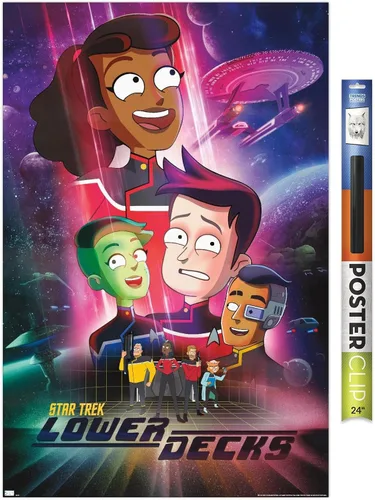 Vista 17 de Star Trek: Lower Decks - Póster de pared de arte clave, 22.4 pulgadas de largo x 14.7 pulgadas de ancho, versión enmarcada de madera de granero