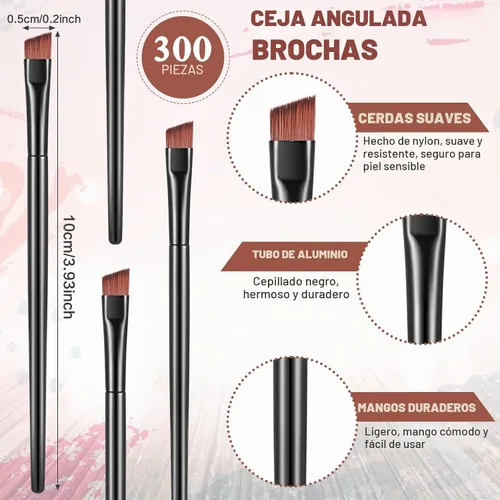 Vista 2 de 300 brochas desechables para cejas multifunción, brochas cosméticas para cejas, portátiles, en ángulo, tinte profesional para cejas, suministros