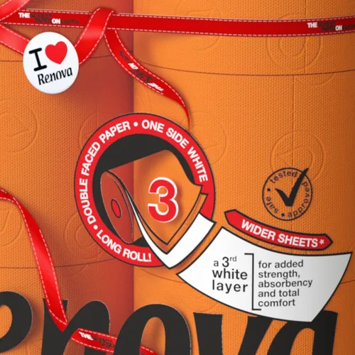 Vista 3 de Renova Papel higiénico de color perfumado de lujo 6 rollos Jumbo 3 capas 180 hojas naranja (RF200083868)