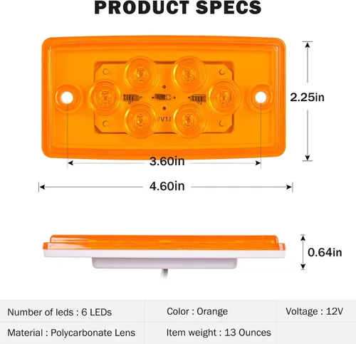 Vista 2 de nifeida Freightliner - 5 luces LED de cabina de 6 luces LED ámbar para techo, impermeables, compatibles con Volvo/Freightliner, remolque, camiones