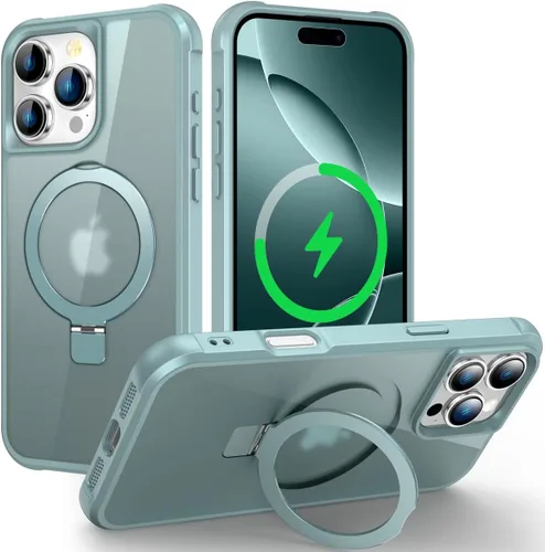 Vista 48 de CHAOFEnG Funda magnética compatible con iPhone 11 con soporte, prueba de caídas de grado militar, compatible con imán, anillo translúcido, parte