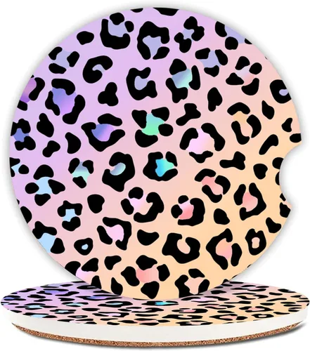 Vista 8 de Posavasos de coche absorbentes con diseño de gato alcanzado por un rayo para portavasos, paquete de 2, posavasos de cerámica de 2.56 pulgadas