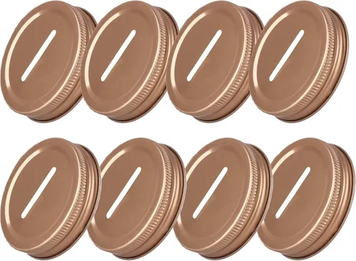 Vista 8 de Mason Jar - Tapa para conserva, 8 piezas de acero inoxidable, ranura para monedas, insertos de tapa normal de boca regular, tarros Mason para Negro