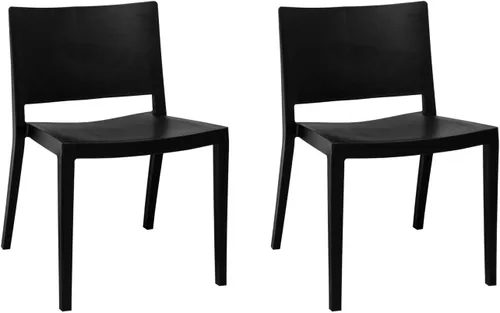 Vista 3 de Mod Made Elio - Silla de comedor de plástico, color negro, juego de 2