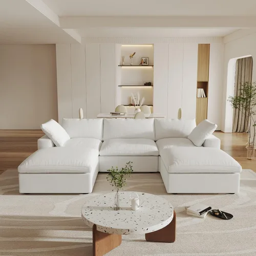 Vista 52 de Cloud - Sofá modular convertible de 80.3 pulgadas en forma de L para sala de estar con otomana de almacenamiento, sofás profundos minimalistas