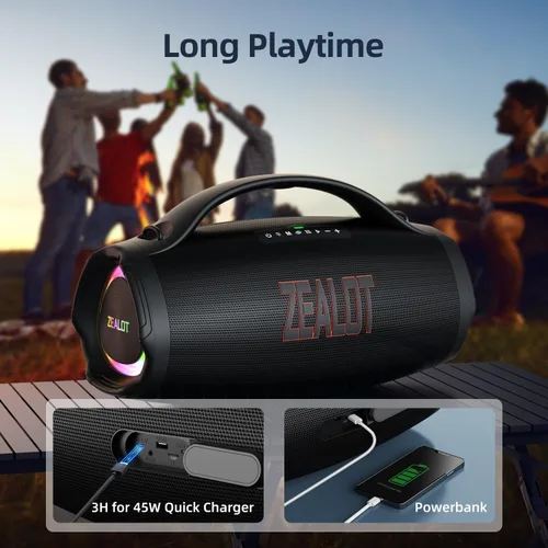 Vista 8 de ZEALOT Altavoz Bluetooth con subwoofer, altavoz inalámbrico fuerte con graves masivos, altavoces estéreo fuerte, 160 W RMS/200 W pico, IPX6