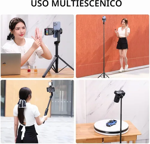 Vista 9 de ULANZI SK-03 Trípode selfie stick, trípode de 64" profesional y estable para teléfono inteligente/cámara de acción, soporte de teléfono extensible