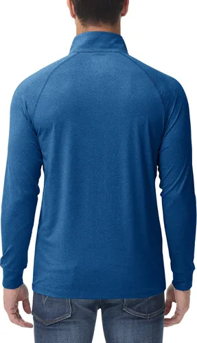 Vista 4 de MAGCOMSEN Sudadera con cremallera de 14 para hombre, manga larga UPF 50+, camiseta deportiva ligera para entrenamiento atlético