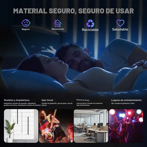 Vista 2 de Paquete de 10 tableros de corcho autoadhesivos para paredes alternativas, paneles de espuma a prueba de sonido de 15.7 x 15.7 x 0.4 pulgadas