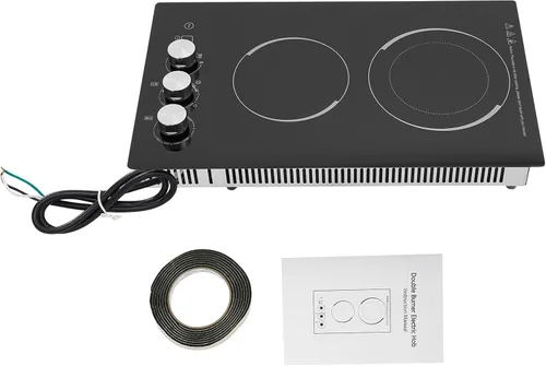 Vista 8 de Cocina de cerámica, 20 x 12 pulgadas, 2 quemadores integrados, estufa eléctrica con control táctil, temporizador de bloqueo infantil, estufa