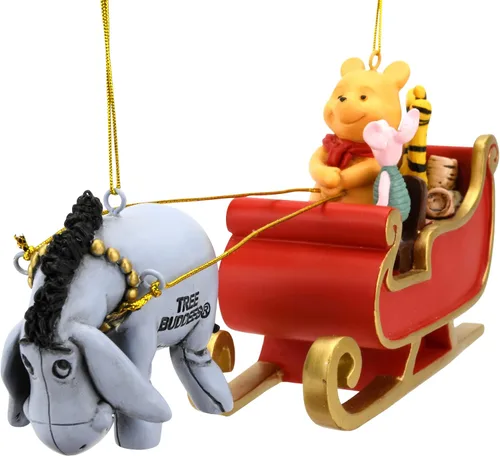 Vista 7 de Tree Buddees Winne The Pooh - Trineo de Papá Noel con Eeyore y Piglet, 2 piezas de decoración grande de Navidad