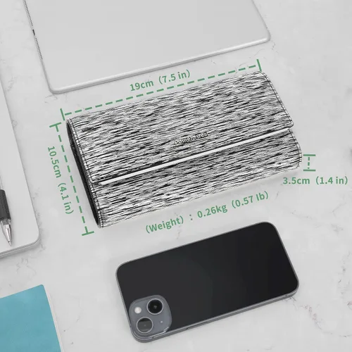 Vista 5 de Billetera de cuero para mujer, gran capacidad, bloqueo RFID, carteras de cuero genuino con cremallera para mujer, soporte para múltiples tarjetas