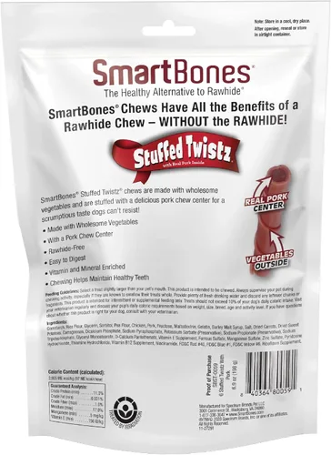 Vista 2 de SmartBones - Twist Sticks rellenos con cerdo, 6 unidades, 6.9 onzas, masticables sin piel para perros hechos con pollo real y cerdo real