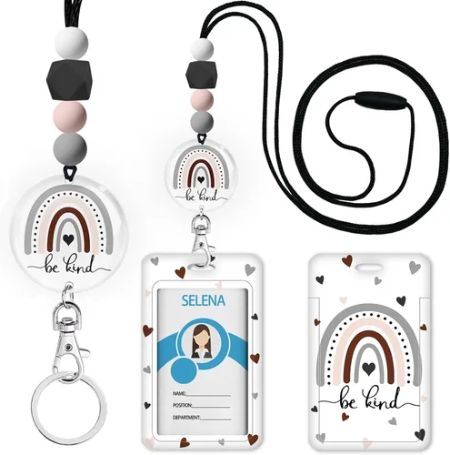Vista 13 de Cordones para Profesores de Concienciación sobre el Autismo para Tarjetas de Identificación y Llaves, Lindo Cordón de Silicona con Cuentas Separable