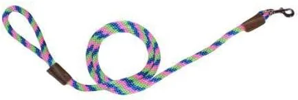 Vista 2 de Warner - Correa para perro de cuerda de nailon trenzada a presión de 1/2 pulgada x 6 pies (azul-negro-amarillo)