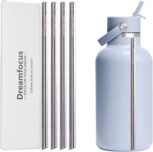 Vista 10 de Dreamfocus Pajitas de metal reutilizables de acero inoxidable de repuesto para botella Hydro Flask de boca ancha de 24 onzas, paquete de 4