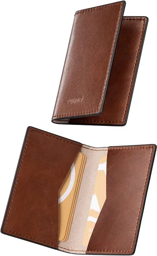 Vista 21 de VULKIT - Tarjetero de cuero para tarjetas de visita de dos lados, organizador delgado de tarjetas de nombre para negocios para hombres o mujeres
