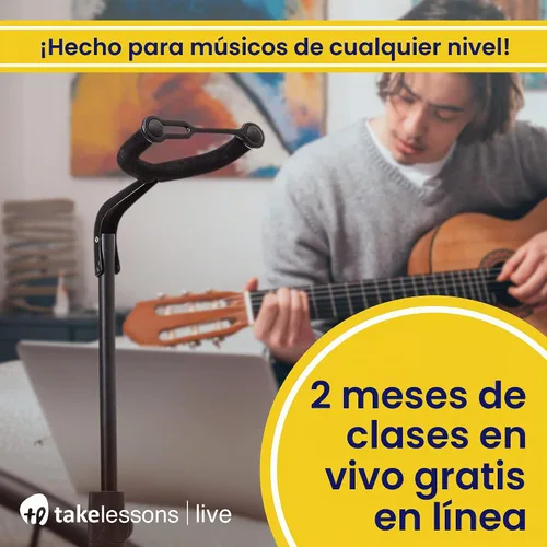 Vista 5 de Hola! Music Soporte de guitarra – Altura ajustable, plegable con cuello acolchado y yugo – Paquete de 1 trípode