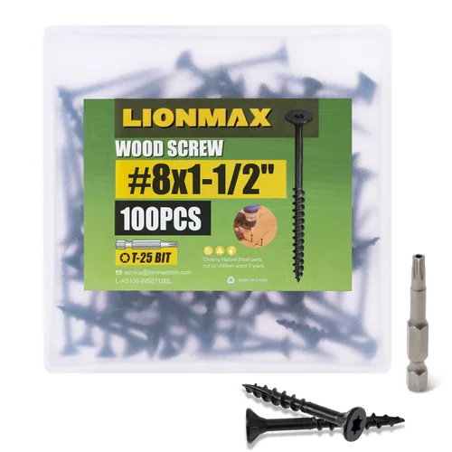 Vista 22 de LIONMAX Tornillos para Terraza de 1 Pulgada, Tornillos para Madera #8 x 1, 300 PCS, Resistentes al Óxido, Revestimiento Epoxi Exterior, Tornillos