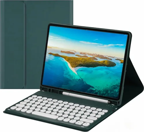Vista 8 de Funda de teclado para Galaxy Tab S6 Lite de 10.4 pulgadas 2024/2022/2020 con soporte para bolígrafo, funda con soporte de teclas redondas delgadas
