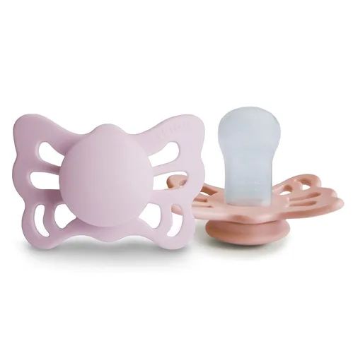 Vista 10 de FRIGG Butterfly Anatomical SilkySoft - Chupete de silicona para bebé, fabricado en Dinamarca, sin BPA (cedro/rosa bebé, 0-6 meses)